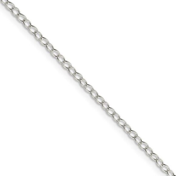 2.25mm, Sterling Silver, Solid Oval Cable Chain Necklace, 16 Inch - Picture 1 of 8